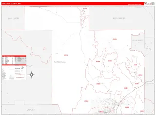 Sandoval County, NM RedLine style ZIP Code wall map