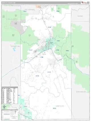 Santa Fe County, NM Classic style ZIP Code wall map