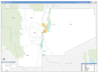 Sierra County, NM Business Reference style ZIP Code wall map