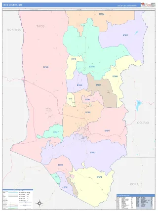 Taos County, NM ColorCast style ZIP Code wall map
