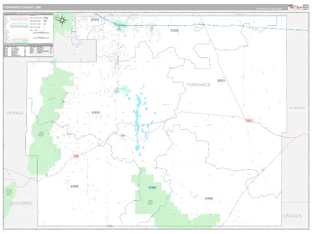 Torrance County, NM ZIP Code Wall Map, Classic style