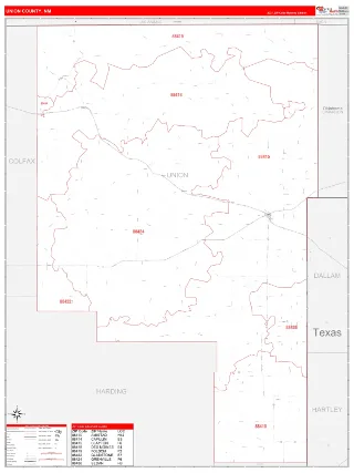 Union County, NM RedLine style ZIP Code wall map