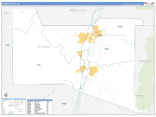 Valencia County, NM Business Reference style ZIP Code wall map