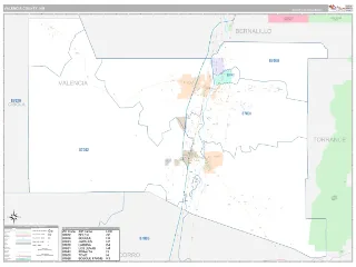 Valencia County, NM Classic style ZIP Code wall map