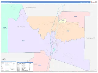 Valencia County, NM ColorCast style ZIP Code wall map