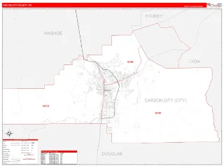 Carson City County, NV RedLine style ZIP Code wall map