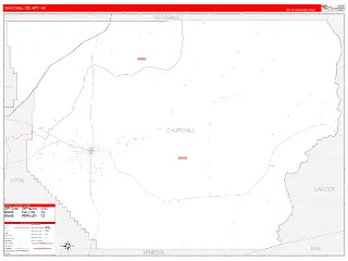 Churchill County, NV RedLine style ZIP Code wall map