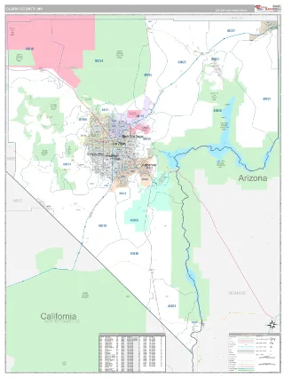 Clark County, NV Classic style ZIP Code wall map