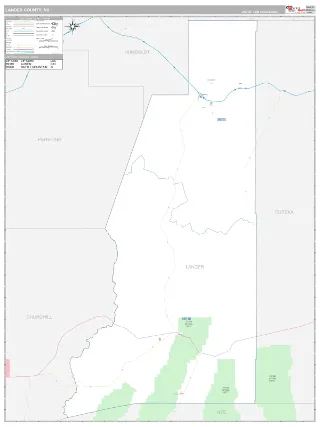 Lander County, NV Classic style ZIP Code wall map