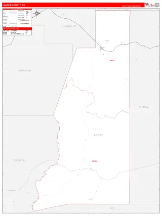 Lander County, NV RedLine style ZIP Code wall map