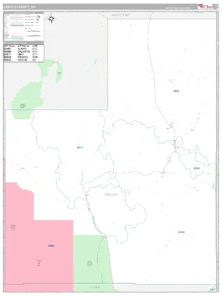 Lincoln County, NV Classic style ZIP Code wall map