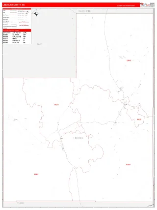 Lincoln County, NV RedLine style ZIP Code wall map