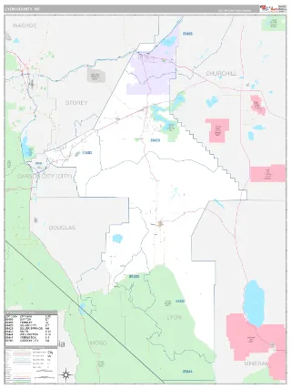 Lyon County, NV Classic style ZIP Code wall map