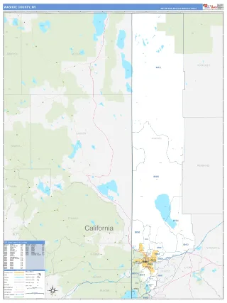 Washoe County, NV Business Reference style ZIP Code wall map