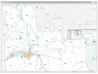 Broome County, NY Classic style ZIP Code wall map