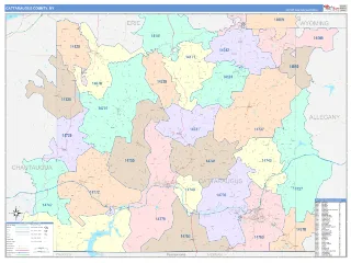 Cattaraugus County, NY ColorCast style ZIP Code wall map