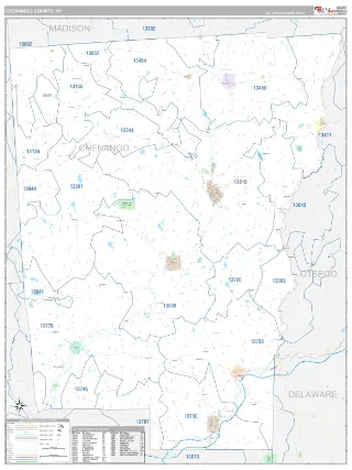 Chenango County, NY Classic style ZIP Code wall map