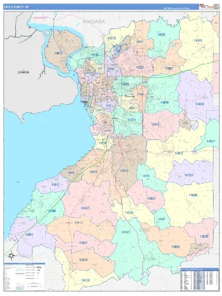 Erie County, NY ColorCast style ZIP Code wall map
