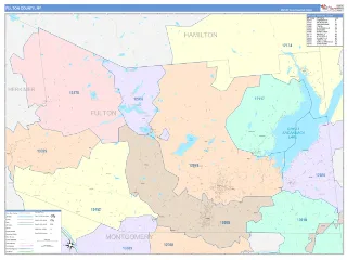 Fulton County, NY ColorCast style ZIP Code wall map
