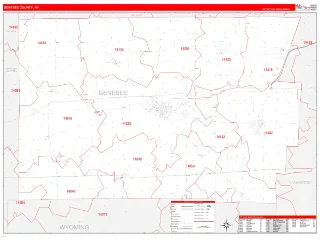 Genesee County, NY RedLine style ZIP Code wall map