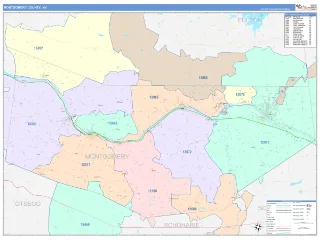 Montgomery County, NY ColorCast style ZIP Code wall map