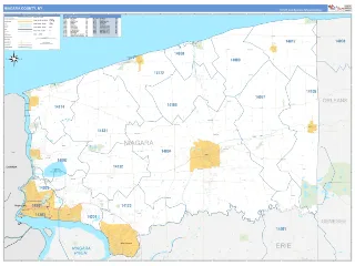 Niagara County, NY Business Reference style ZIP Code wall map