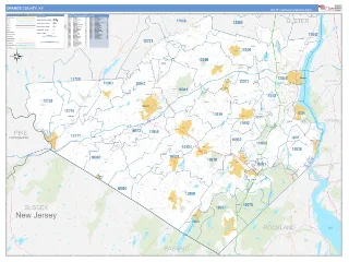 Orange County, NY Business Reference style ZIP Code wall map