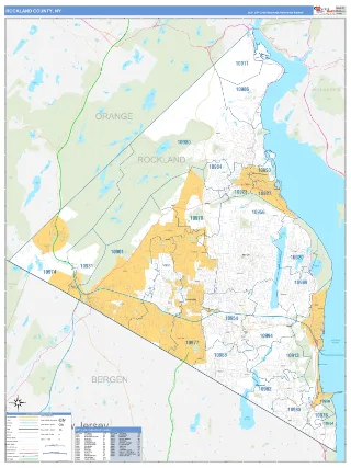 Rockland County, NY Business Reference style ZIP Code wall map