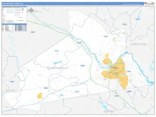 Schenectady County, NY Business Reference style ZIP Code wall map