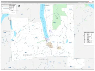 Schuyler County, NY Classic style ZIP Code wall map