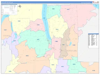 Schuyler County, NY ColorCast style ZIP Code wall map