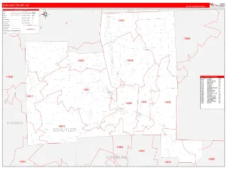 Schuyler County, NY RedLine style ZIP Code wall map
