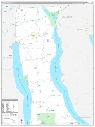 Seneca County, NY Classic style ZIP Code wall map