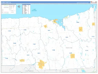 Wayne County, NY Business Reference style ZIP Code wall map