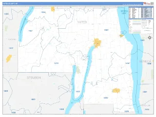 Yates County, NY Business Reference style ZIP Code wall map