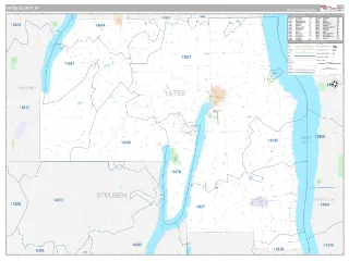 Yates County, NY Classic style ZIP Code wall map