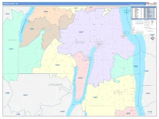 Yates County, NY ColorCast style ZIP Code wall map