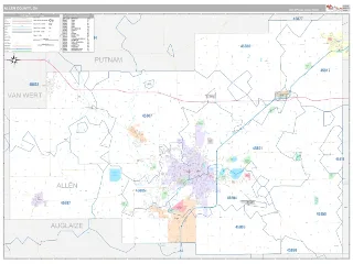 Allen County, OH Classic style ZIP Code wall map