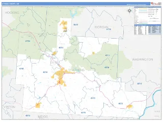 Athens County, OH Business Reference style ZIP Code wall map