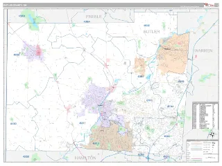 Butler County, OH Classic style ZIP Code wall map