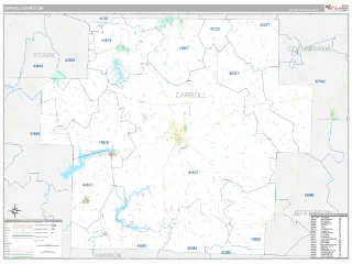 Carroll County, OH Classic style ZIP Code wall map