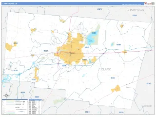 Clark County, OH Business Reference style ZIP Code wall map