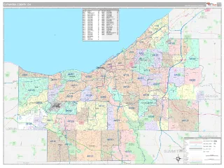 Cuyahoga County, OH Classic style ZIP Code wall map