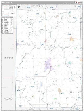 Darke County, OH Classic style ZIP Code wall map