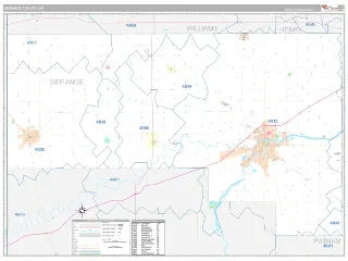 Defiance County, OH Classic style ZIP Code wall map