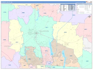 Delaware County, OH ColorCast style ZIP Code wall map