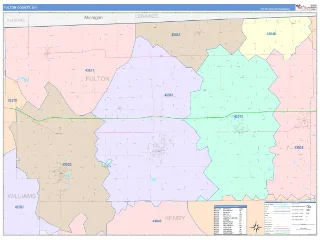 Fulton County, OH ColorCast style ZIP Code wall map