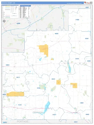 Geauga County, OH Business Reference style ZIP Code wall map