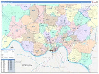 Hamilton County, OH ColorCast style ZIP Code wall map