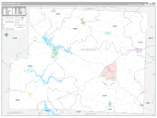 Harrison County, OH Classic style ZIP Code wall map